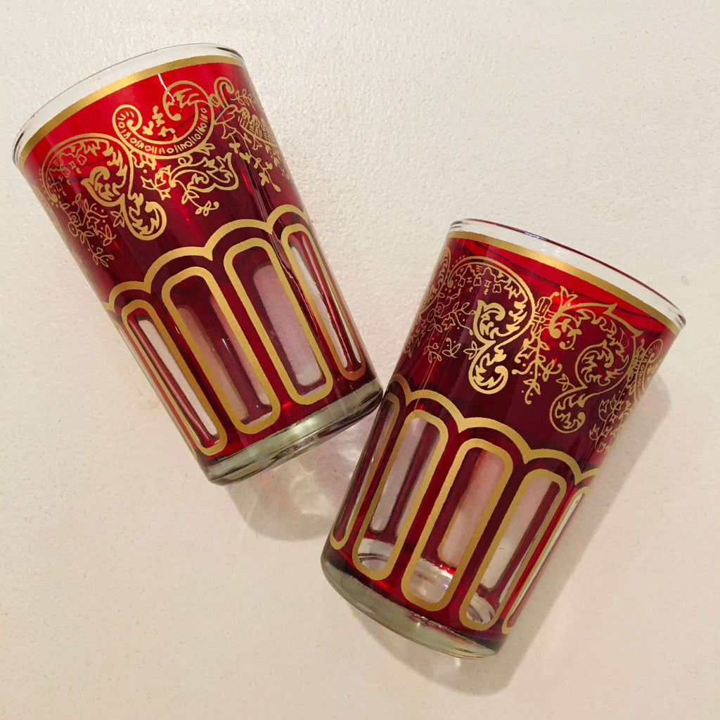 Moroccan Mint Tea Glass Duo - (Red) - Mashi Moosh