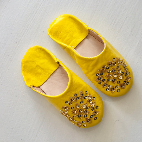 Sequinned Slippers - Lemon (Children’s) Slippers - Mashi Moosh